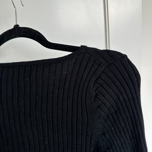 Anna Quan Pascale Cropped Top Black Sz 6 Long Sleeves Ribbed knit Knot-front - Picture 8 of 8